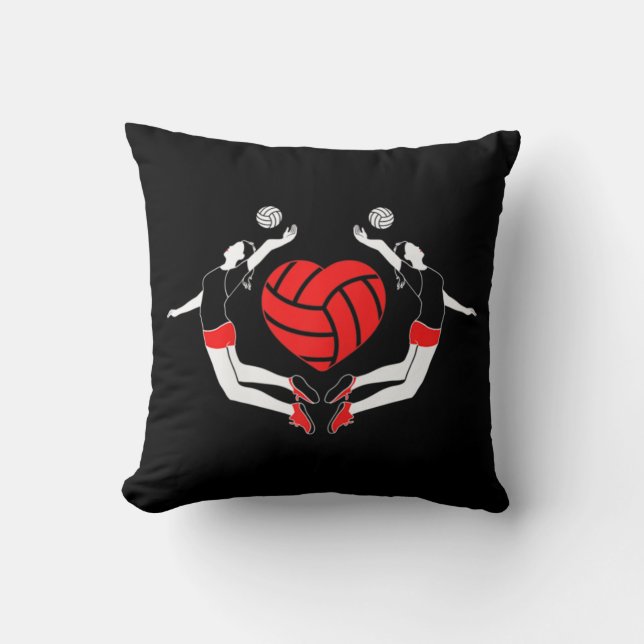 Coussin Coeur de volley-ball des joueurs de tir (Recto)