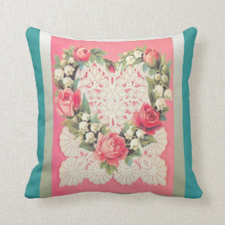 Coussin Coeur et muguet de dentelle