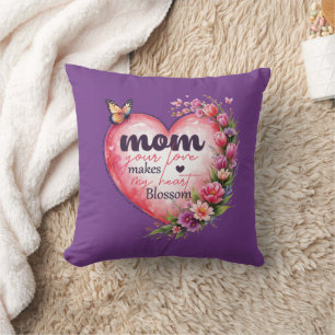 Coussin Coeur floral Cadeau de la Fête des Mères - Elle va