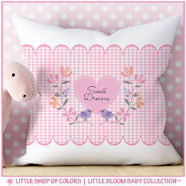 Coussin Coeur floral rose-rose-rose personnalisé