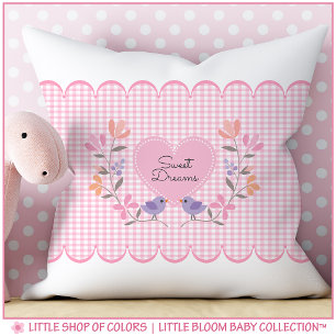Coussin Coeur floral rose-rose-rose personnalisé