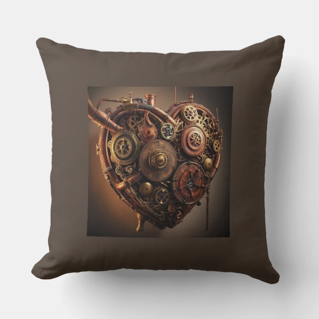 Coussin Coeur mécanique Steampunk (Recto)