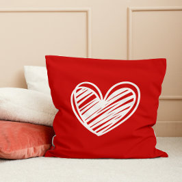 Coussin Cœur Moderne Mignon Blanc Rouge Élégant Saint-Vale