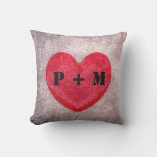 Coussin Coeur monogramme en pierre