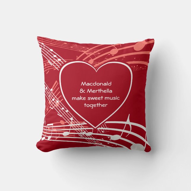 Coussin COEUR MUSIQUE SUCRE | Christian | Personnalisé (Recto)
