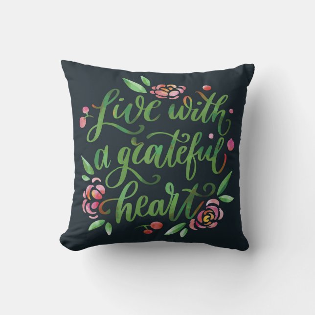 Coussin Cœur reconnaissant fleurit (Recto)