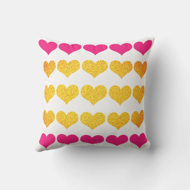 Coussin Cœur Rose Or Pailleté Saint Valentin 2023 Cadeau  (Verso)