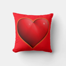 Coussin Coeur rouge 3-D brillant