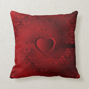 Coussin Coeur rouge de damassé