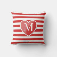Coeur rouge et monogramme rayé
