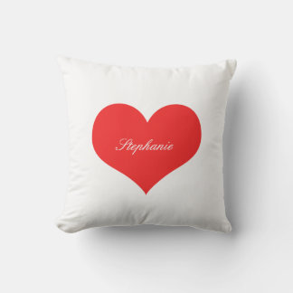Coussin Cœur rouge monogrammes de nom personnalisé Cadeau 