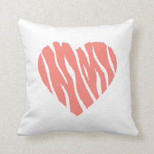 Coussin Coeur sauvage rose corail
