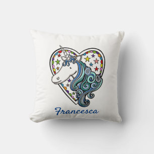 Coussin Coeur Unicorne personnalisé