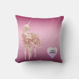 Coussin Coeur Unicorne rose Ombre