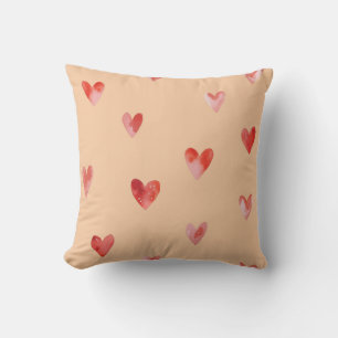 Coussin Cœurs à l'aquarelle motif sans couture