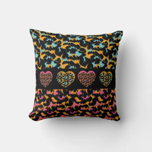 Coussin Cœurs à motif imprimé animal
