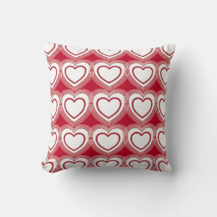 Coussin Cœurs Abstraits Modernes - Rouge et Blanc