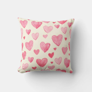 Coussin Cœurs aquarelles roses fantaisistes pour bébé fill