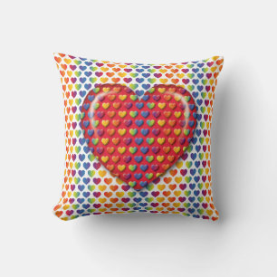 Coussin Cœurs arc-en-ciel minimalistes élégants