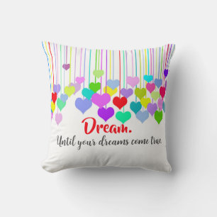 Coussin Coeurs avec citation de rêve