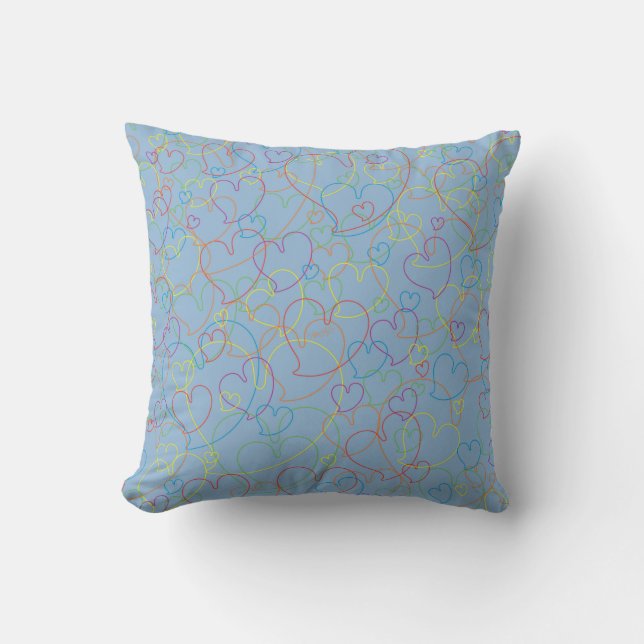Coussin Coeurs bleu clair net (Recto)
