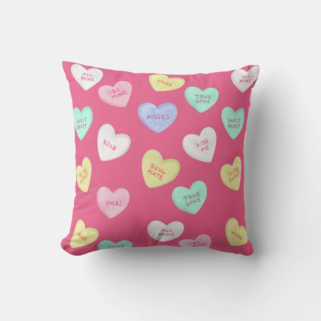 Coussin Coeurs bonbons de Saint-Valentin classiques (Recto)