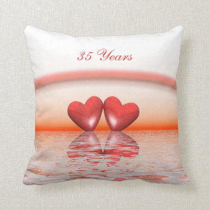 Coussin Coeurs coralliens du 35e anniversaire