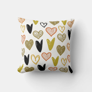 Coussin Coeurs d'amour à la main tiré