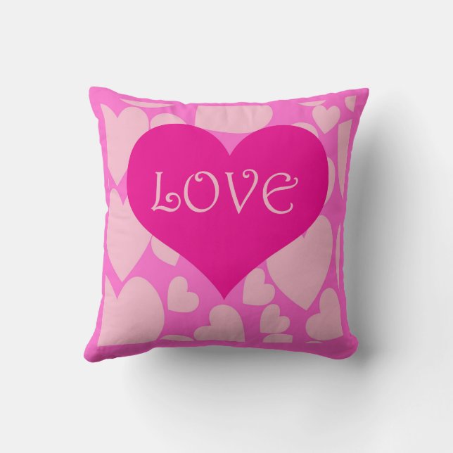 Coussin Coeurs d'amour romantiques Jeter l'oreiller (Verso)