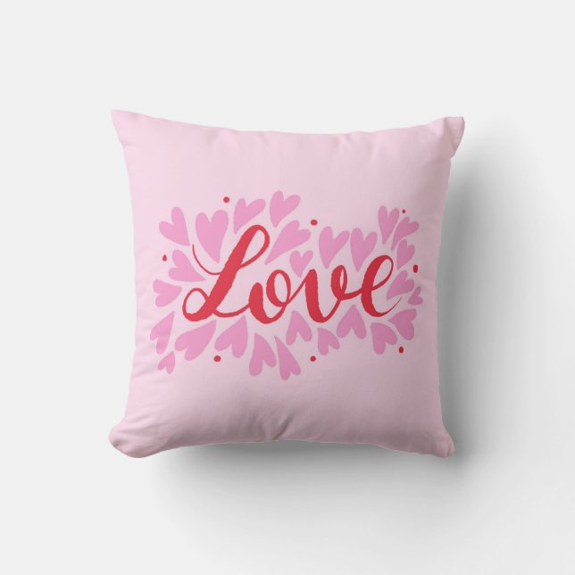 Coussin Coeurs d'amour - rose et rouge (Recto)