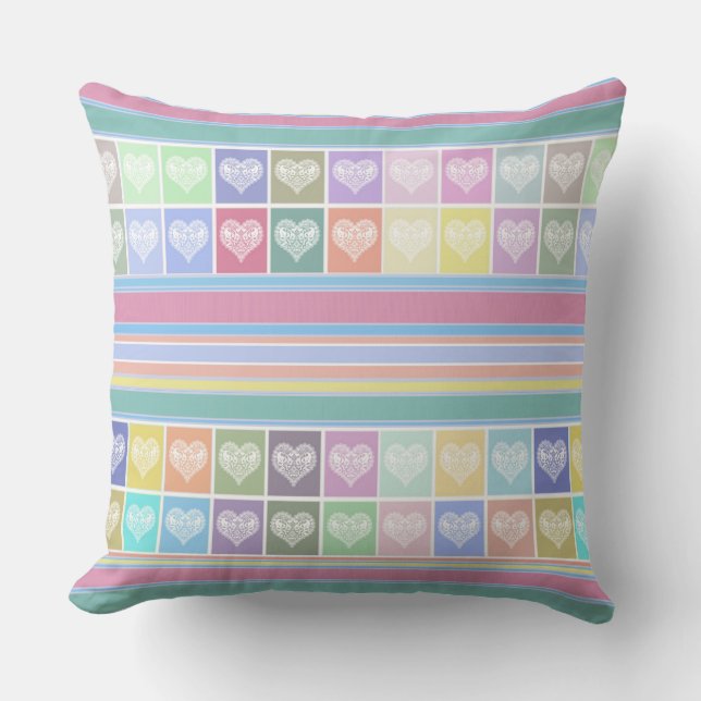 Coussin Coeurs d'amour Valentines Jour design couleurs pas (Recto)