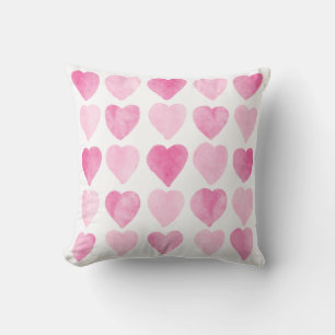 Coussin Coeurs d'aquarelle rose mignonne