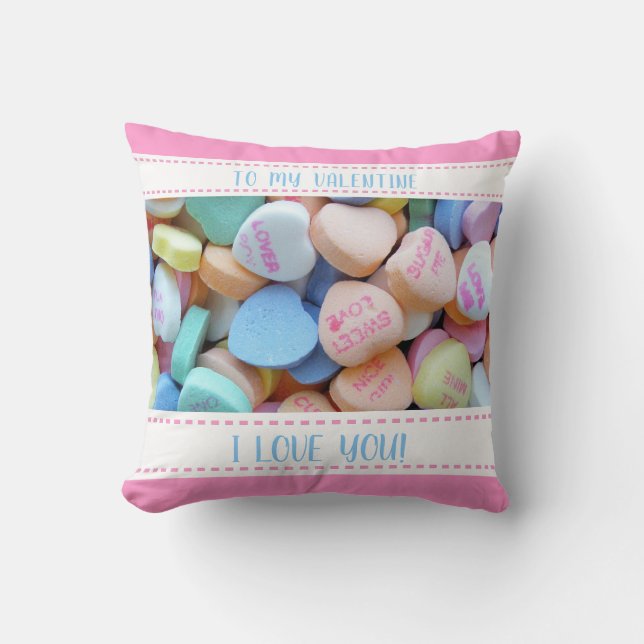 Coussin Coeurs de bonbons Valentine (Recto)