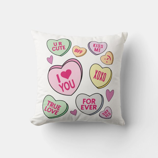 Coussin Coeurs de bonbons Valentines Jour Coeurs de conver (Recto)