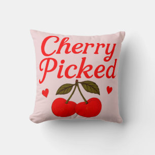Coussin Cœurs de cerises cueillis Cottagecore romantique r
