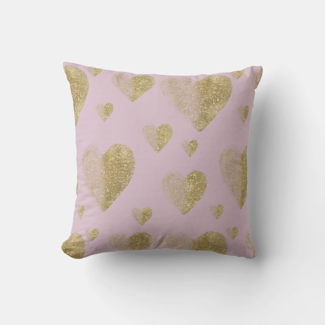 Coussin Coeurs de rose et d'or (Recto)
