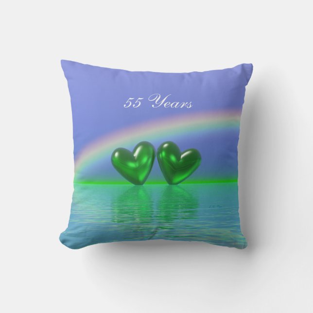 Coussin Coeurs d'émeraude du 55e anniversaire (Recto)
