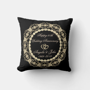 Coussin Cœurs d'or Diamants 50e Anniversaire de Mariage