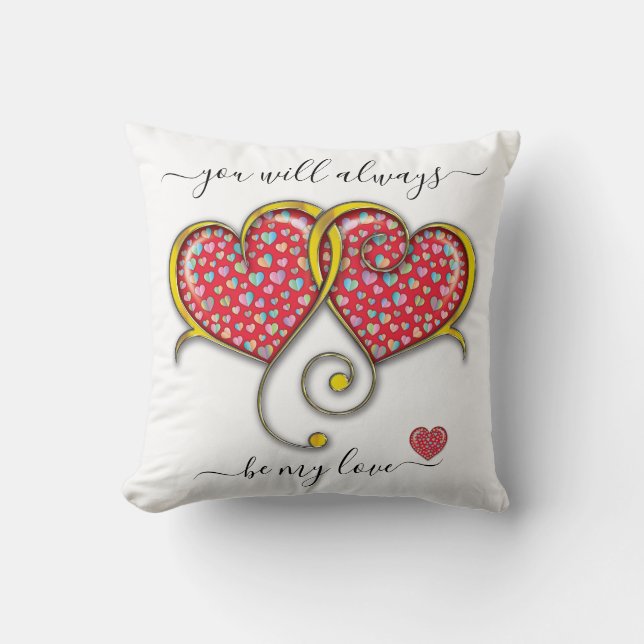 Coussin Cœurs entrelacés personnalisés Élégant Saint-Valen (Recto)