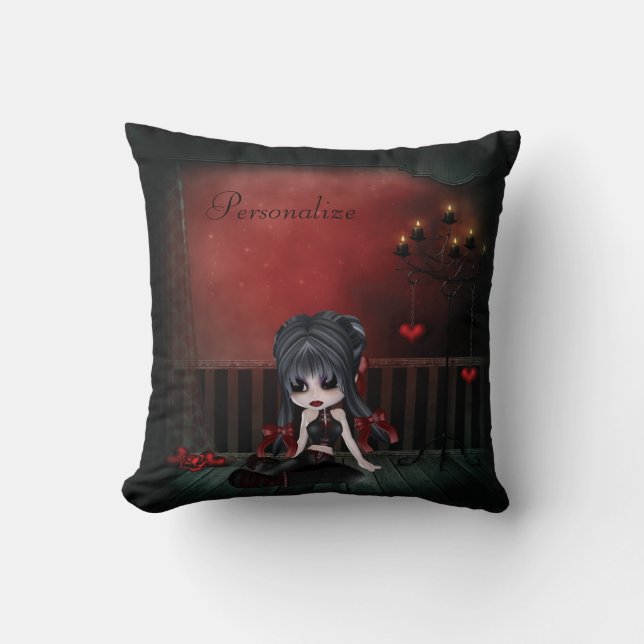 Coussin Coeurs et bougies mignons de fille de Goth Romance (Recto)
