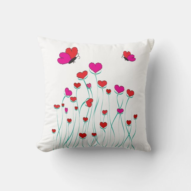 Coussin Coeurs et papillons Valentine Love (Recto)