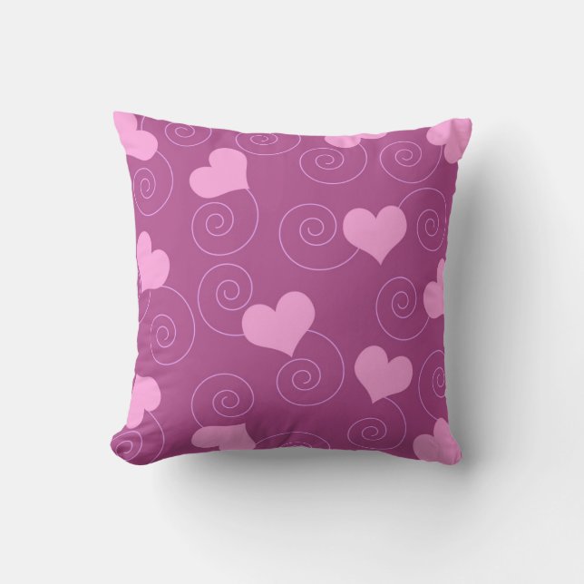 Coussin Coeurs et remous roses (Recto)