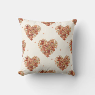 Coussin Cœurs Floraux Élégants en Terre Cuite Motif Aquare