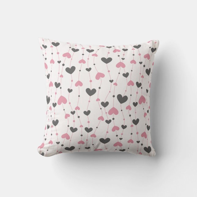 Coussin Coeurs gris rose Salle de soins pour filles (Recto)