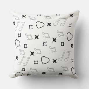 Coussin Cœurs musicaux minimaux et étoiles gribouillées no