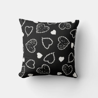 Coussin Coeurs Noir Et Blanc