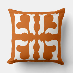 Coussin Coeurs orange et blancs brûlés