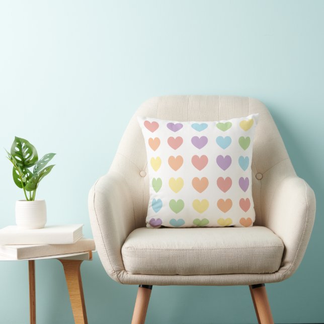 Coussin Coeurs pastel (Chaise)