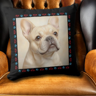 Coussin Coeurs photo de chien personnalisé Paws Bordure no