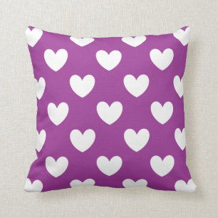 Coussin Coeurs polka blanc sur violet